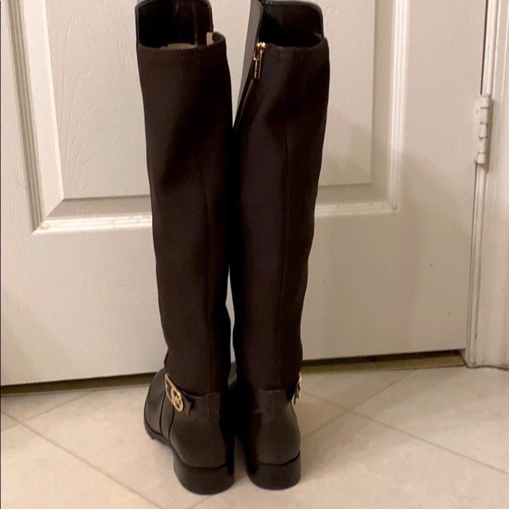 New MICHAEL Kors Leather & Stretch Tall Boots 7.5 - Picture 6 of 15
